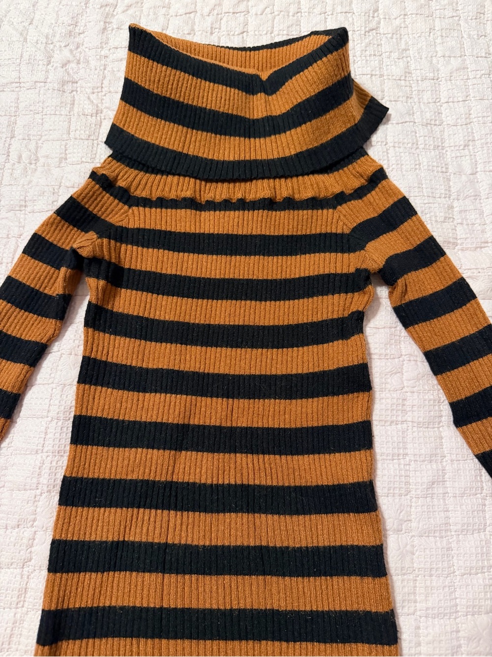 Forever 21 Black & Mustard Striped Off-Shoulder Sweater Dress